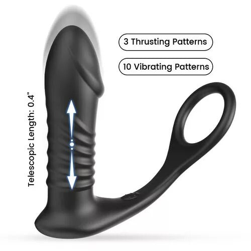 10 Vibrating 3 Thrusting Remote Control Anal Vibrator
