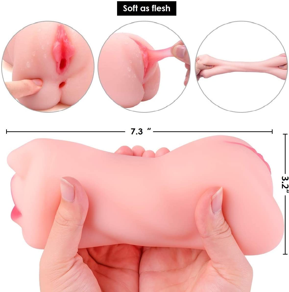 3 in 1 Male Masturbator, Pocket Pussy with Realistic Mouth Textured Vagina and Tight Anus
