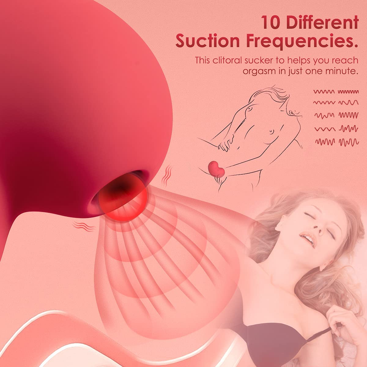ToyCod Clitoral Sucking Tongue-Licking Vibrator - 10 Suctions +10 Licking Modes with Portable Rechargeable Heart Shape Case