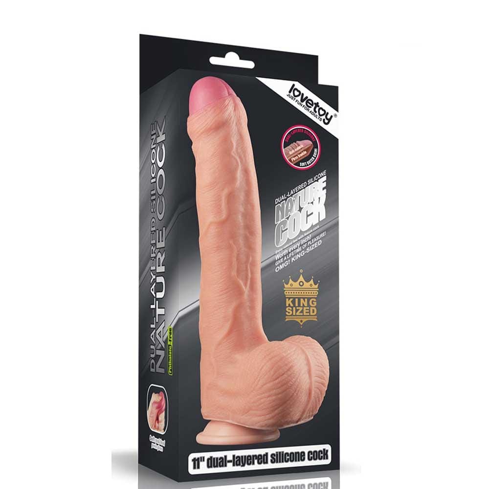 11 Inch Dual-layered Suction Cup Silicone Realistic Dildo