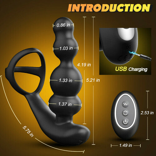 Buyging™ 360° Rotating 10 Vibration Patterns Prostate Massager with Cock Ring