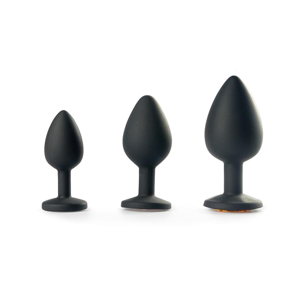 3PCs Silicone Diamond Two Color Switchable Butt Plug