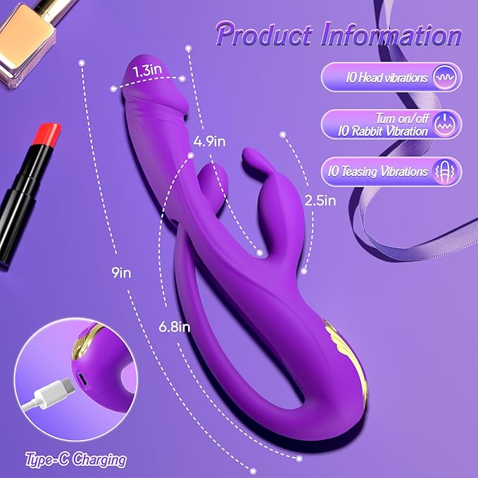 Sexoralab™Newest 3-in-1 Rabbit G-spot Vibrator with 10 Flapping Vibrating & 7 Licking Sucking Modes