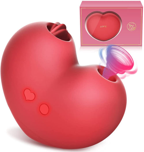 ToyCod Clitoral Sucking Tongue-Licking Vibrator - 10 Suctions +10 Licking Modes with Portable Rechargeable Heart Shape Case