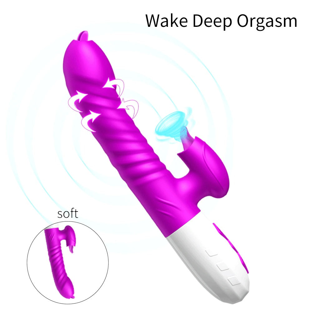 Double Tongue Vibrating dildo with Telescopic Rotating vibrators for woman Anal vaginal Clitoris Stimulator Adult suck sex toys