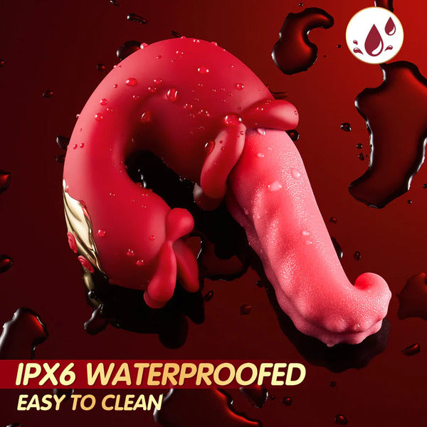 Sexoralab™ 4 in 1 Tongue Thrusting Vibrators Dildo Rose Sex Toys 10 Licking Clitoral & Vibration Sucking Clit Stimulator