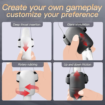 Sexoralab™ 6IN1 Male Masturbator 2 Pack Male Vibrator Penis Pump Stroker Pocket Pussy with CVT & Visual Controller, 8 Vibrating & 12 Frequencie