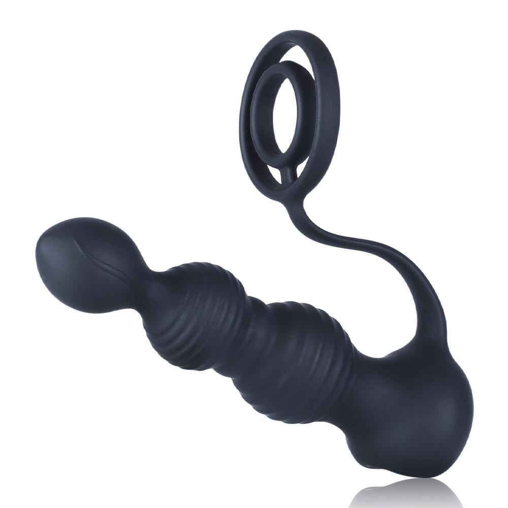 2 In 1 10-Speed Vibration Anal Beads with Cock Ring