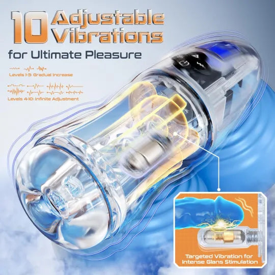 😍 2025 Hot-Selling New Masturbator 🚀 – 💋 Fully Transparent Vibrating, Sucking, and Moaning Male Masturbator 🎁
