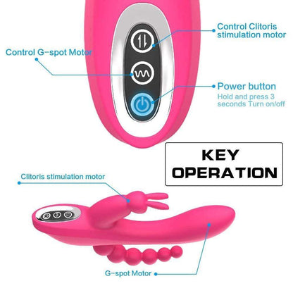 3-in-1 7 Vibrating Modes Rabbit G-Spot Stimulator Anal Dildo Vibrator