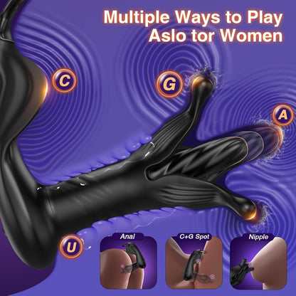 Buyging™ 9 Tension Shock Flapping Thrusting Vibrating Cock Ring Anal Vibrator Dildo
