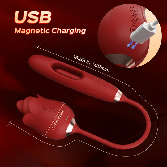 Sexoralab Cherry Red Dual Rotating Bead 10 Vibrating 6 Thrusting G Spot Vibrator