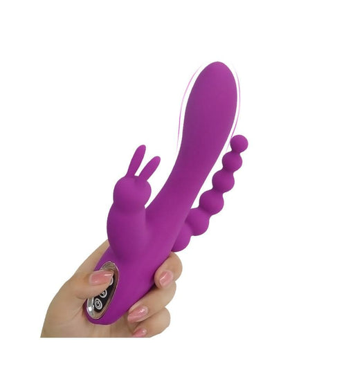 3-in-1 7 Vibrating Modes Rabbit G-Spot Stimulator Anal Dildo Vibrator