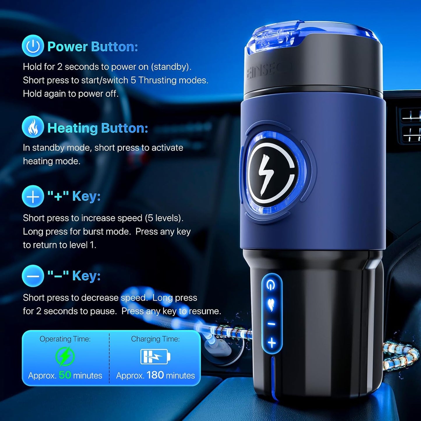AI & APP Control Thrusting Male Stroker with 360° Heating, 5-Speed Smooth Motion Adult Mens