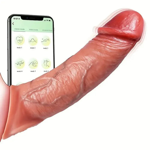Sexoralab™ APP Controlled 9 Vibrating Penis Extender Sleeve With Cock Ring