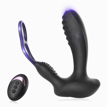 10 Vibrating Smart Heated Multifunctional Prostate Massager with Dual Cock Rings