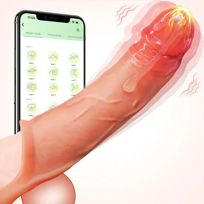 Buyging™ APP Controlled 9 Vibrating Penis Extender Sleeve With Cock Ring