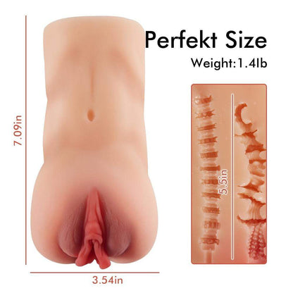 7.1 2 Holes Realistic Textured Vagina and Tight Anus Pocket Pussy Male Masturbator