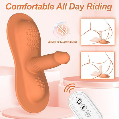 Remote control sit-down retractable vibrating dildo with 3 powerful motors and 20 vibration combinations
