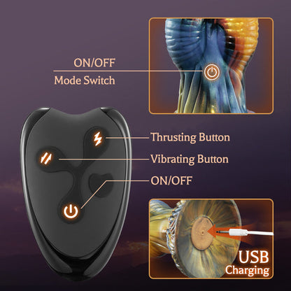 Buyging™ Phoenix Animal Texture 7 Thrusting Vibrating Big Sucker Monster Dildo 10.23 Inch