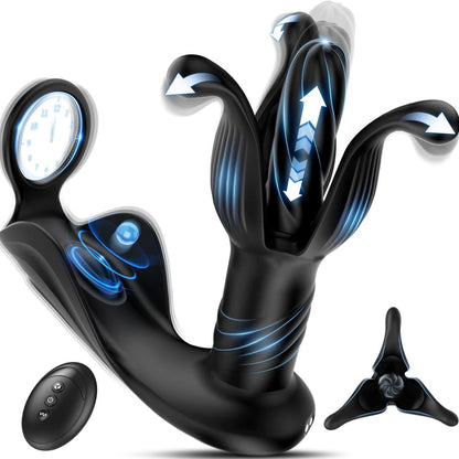 Buyging™ 9 Tension Shock Flapping Thrusting Vibrating Cock Ring Anal Vibrator Dildo