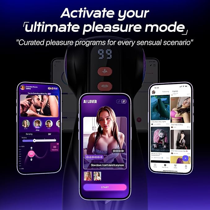 Sexoralab -3 Sleeves Sets AI Sync Pocket Pussy Penis Pump with 9 Sucking & 9 Vibrating