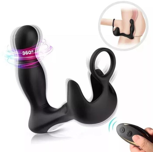 3 IN 1 9 Vibration Modes Prostate Massager with Cock Ring