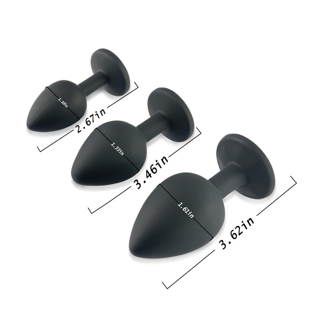 Three-Piece Silicone Diamond Two Color Switchable Butt Plug