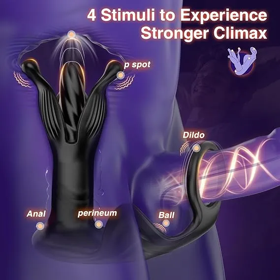 Sexoralab™Anal Vibrator Butt Plug with Thrusting Dildo Core & 9 Petal-Stretching Modes