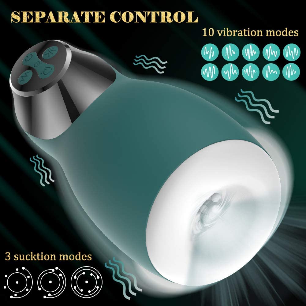 Vibrating Male Masturbator Cup with 3 Swallow Suction & 10 Vibration