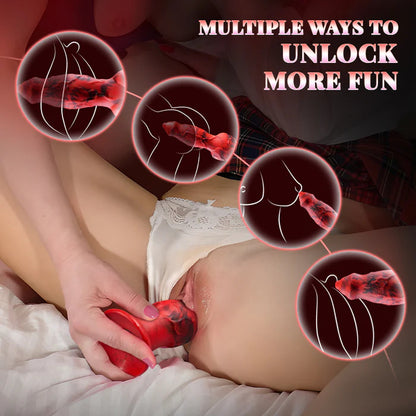 Sexoralab™ Heating 8 Telescopic Vibrations Knotted Beastly Dildo