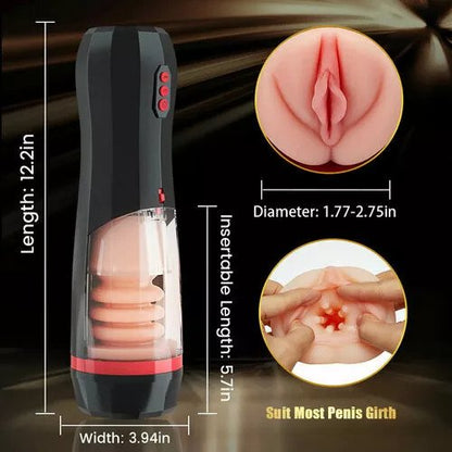 Automatic 10 Vibrating 5 Telescoping Rotating Male Masturbator