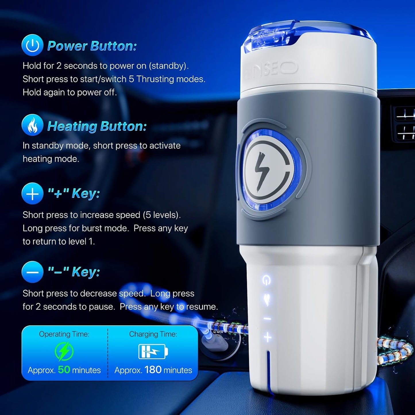 AI & APP Control Thrusting Male Stroker with 360° Heating, 5-Speed Smooth Motion Adult Mens