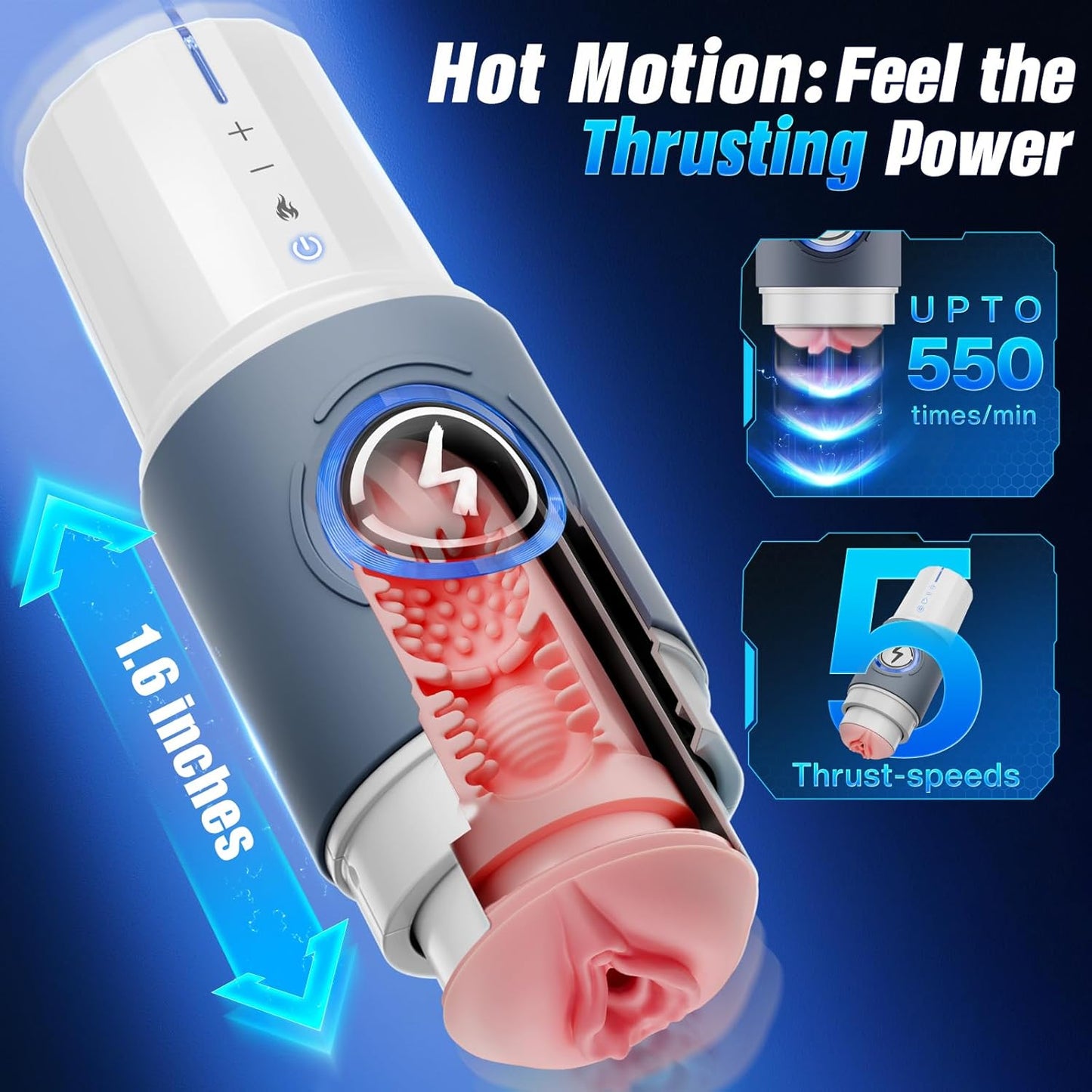 AI & APP Control Thrusting Male Stroker with 360° Heating, 5-Speed Smooth Motion Adult Mens