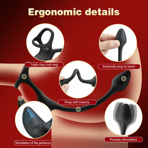 Buyging™ Spherical Vibrating Anal Plug with Penis Rings