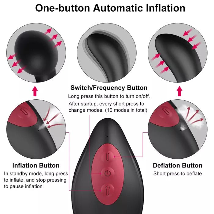 Sexoralab™Inflatable Butt Plug Vibrator Wireless Remote Control Male Prostate Massager