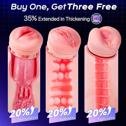 Sexoralab -3 Sleeves Sets AI Sync Pocket Pussy Penis Pump with 9 Sucking & 9 Vibrating