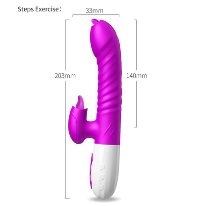Double Tongue Vibrating dildo with Telescopic Rotating vibrators for woman Anal vaginal Clitoris Stimulator Adult suck sex toys