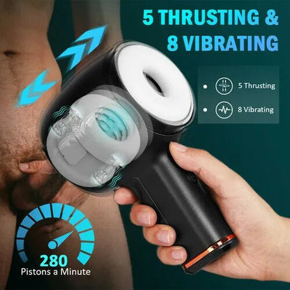 8 Vibrating 5 Thrusting Handheld Male Masturbtor
