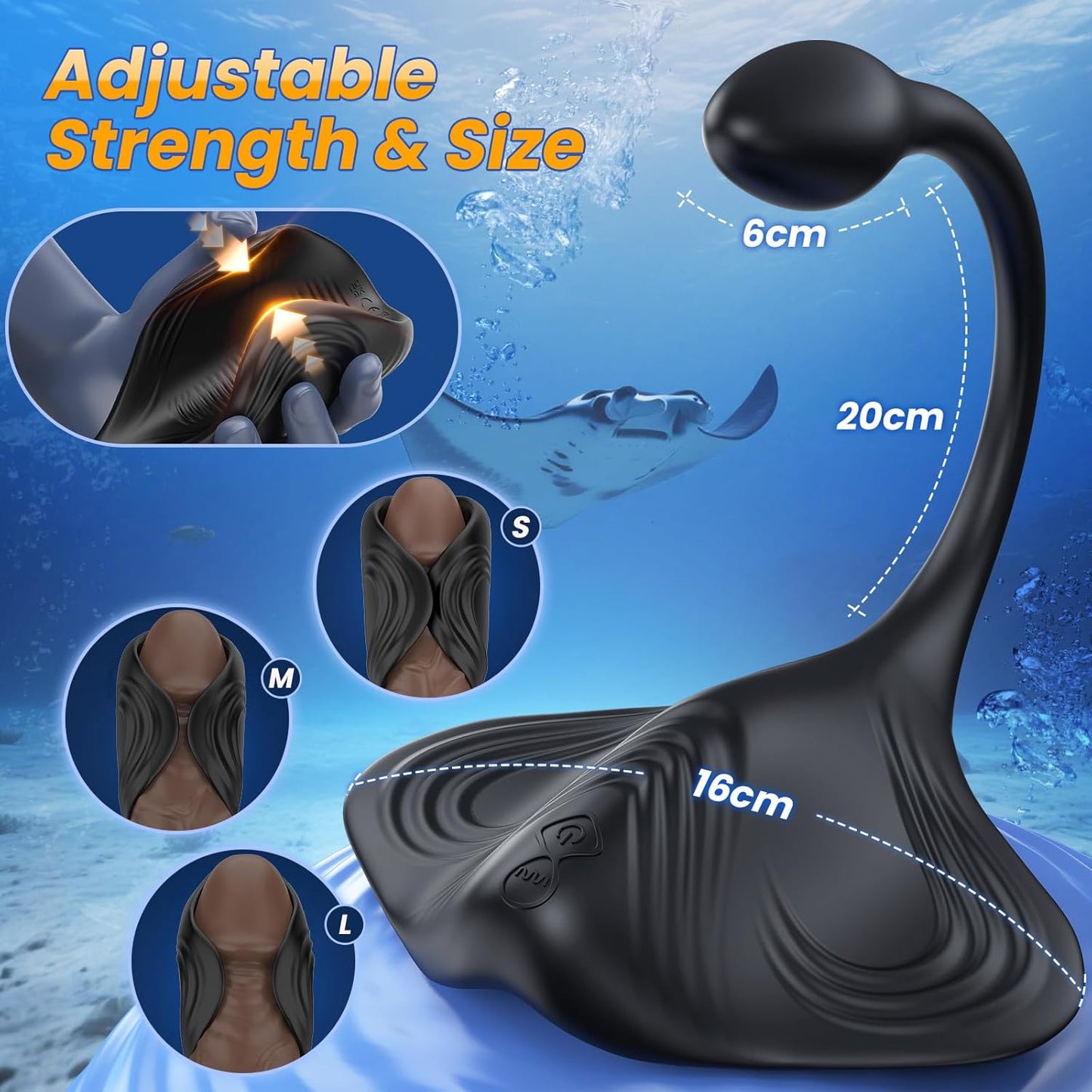 Manta 9+9 Prostate Massager + Penis Masturbator, Multifunctional Male Masturbation Couple Interactive Sex Toys