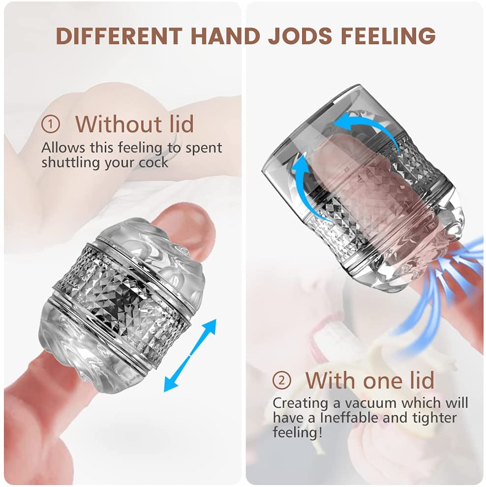 Portable Pleasure Stroker Open-Ended Detachable Pocket Pussy Male Masturbator Cup with Crystal Spiral Ribbed Tunnel,Blowjob Male Sex Toys for Men and Couples