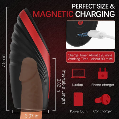 9 Vibrating 6 Sucking Heating Deep Throat Masturbation Blowjob Cup