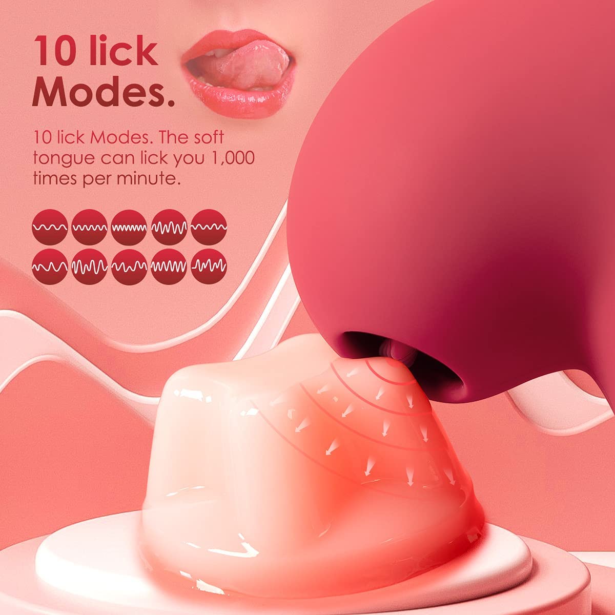 ToyCod Clitoral Sucking Tongue-Licking Vibrator - 10 Suctions +10 Licking Modes with Portable Rechargeable Heart Shape Case