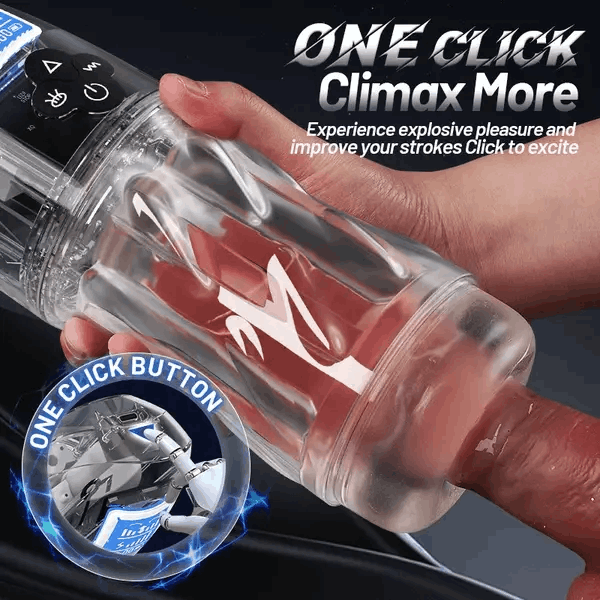 HellofuntoysTM Fully Transparent Vibrating Sucking Voice Male Mechanical Stroker