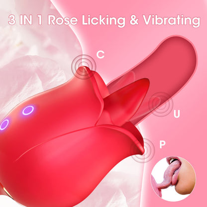2 in 1 Nipple Sucker Oral Sex  Toy Rose Vibrator for Women