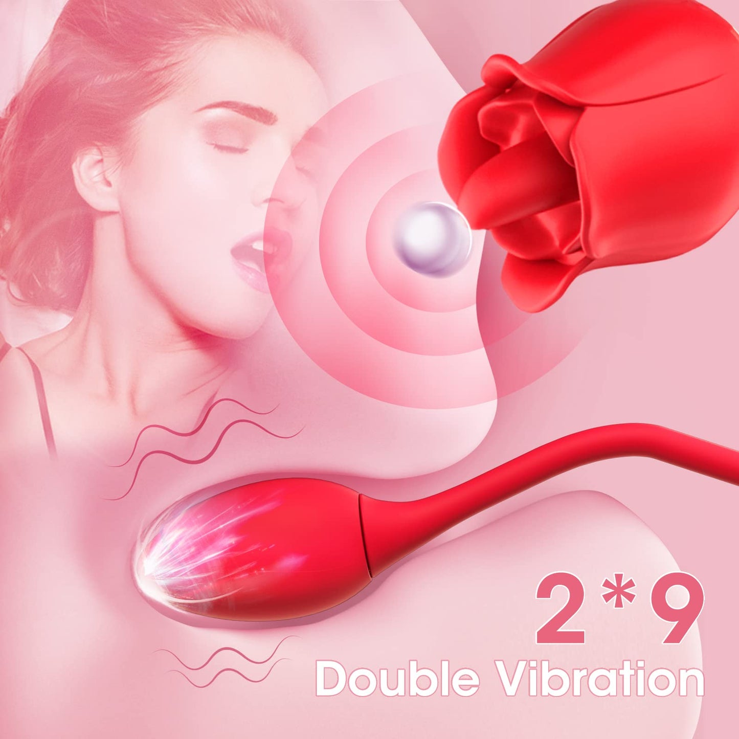 2 in 1 Nipple Sucker Oral Sex  Toy Rose Vibrator for Women