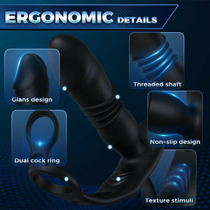 Buyging™ SAUL Glans 3 Thrusting 12 Vibrating Cock Rings Prostate Massager