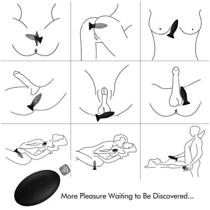 3Pcs 9 Vibrations Suction Cup Butt Plug Set