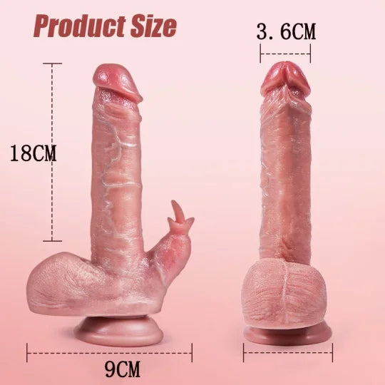 Power Thrust Suction Cup Dildo - Realistic silicone dildo with 7 pressure settings and 10 vibration and heat functions for G-spot stimulation, anal and vaginal stimulation