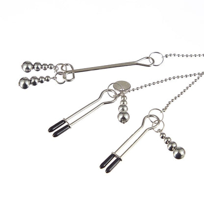 Beaded Pendant Chain Nipple to Clit Tweezer Clamp Set